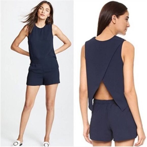 Club Monaco Pants - Club Monaco Navy Karis Open Back Romper Jumpsuit Size 2